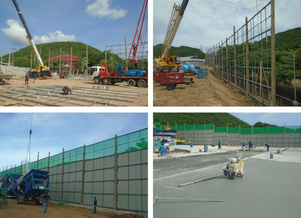 งานติดตั้งรั้วแผ่นพื้นและเทพื้นคอนกรีตลาน แพลนท์คอนกรีต QMIX ศรีราชา